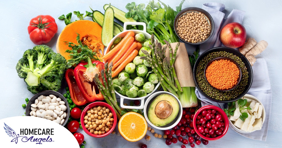 An array of healthy food represents a diabetes-friendly diet.