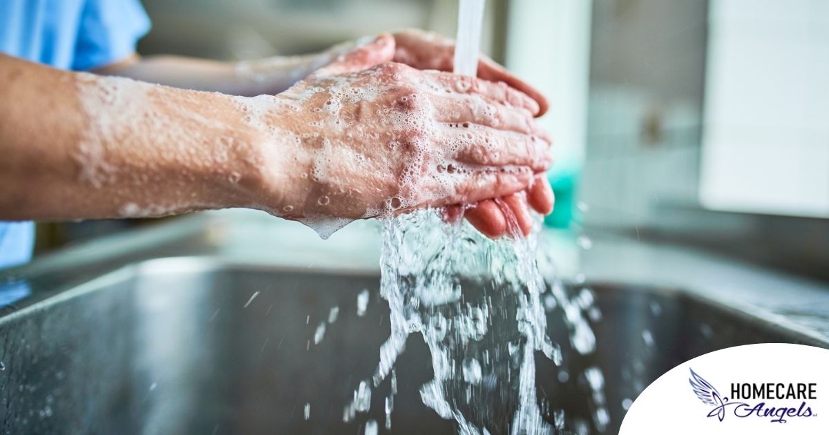 Observing hand hygiene as a part of caregiver wellness during flu season.